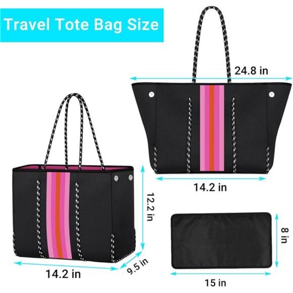 IBFUN Neoprene Bag, Large Multipurpose Beach Bag Neoprene Tote Bag with Inner - Picture 13 of 14